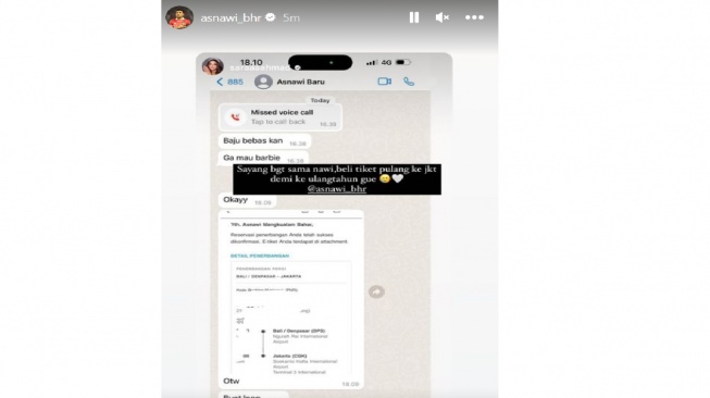 Isi percakapan Asnawi Mangkualam dan Sarah Ahmad (Instagram/asnawi_bhr)
