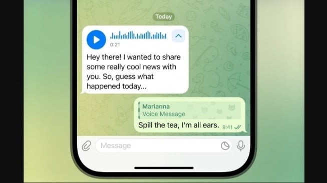 Fitur baru Telegram, transkripsi pesan suara. [Engadget/Telegram]