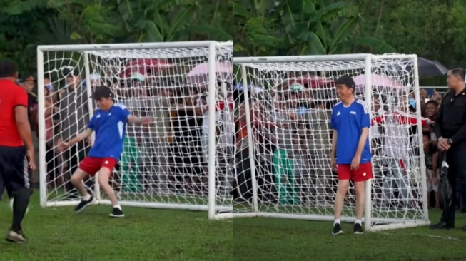 Momen Jokowi Main Sepakbola Jadi Kiper, Kebobolan 1 Gol dan Selamatkan Gawang 2 Kali