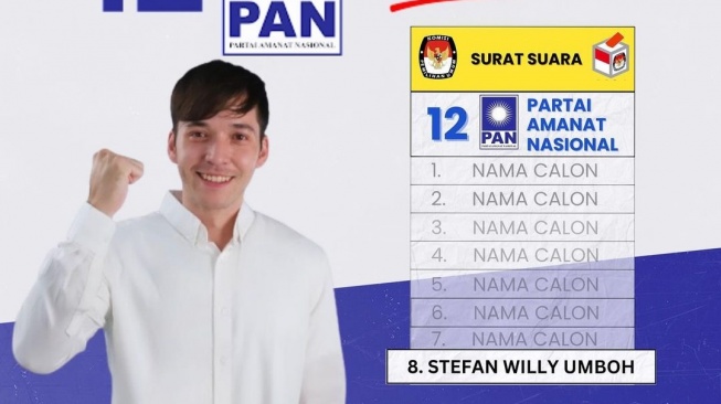 Stefan William ikutan nyaleg sebagai anggota DPR RI dari Partai PAN. [Instagram]