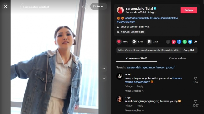 Cara menari Sarwendah dikritik warganet (TikTok)