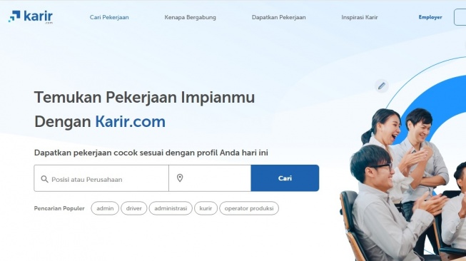 Tampilan situs Karir.com. [Screenshot]