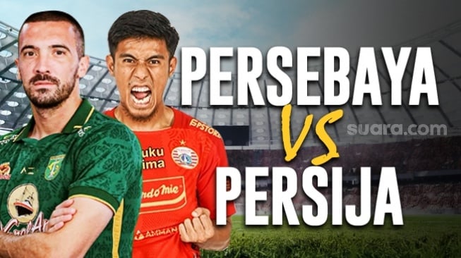 Ilustrasi pertandingan pekan ke-22 BRI Liga 1 antara Persebaya vs Persija yang akan digelar di Stadion Gelora Bung Tomo, Sabtu (9/12/2023). [Suara.com]