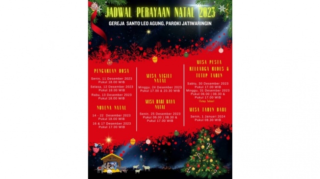 Jadwal Misa Natal 2023 (situs leoagung.or.id)