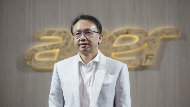 Acer Chairman and CEO Jason Chen saat memaparkan tentang Conscius Tecnnology di Pameran “Conscious Technology for a Brighter Tomorrow” di Dubai, belum lama ini. [Acer Indonesia]