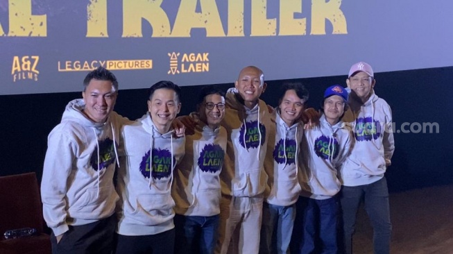 Konferensi pers peluncuran trailer film Agak Laen di kawasan Kuningan, Jakarta Selatan, Selasa (12/12/2023) [Suara.com/Tiara Rosana].