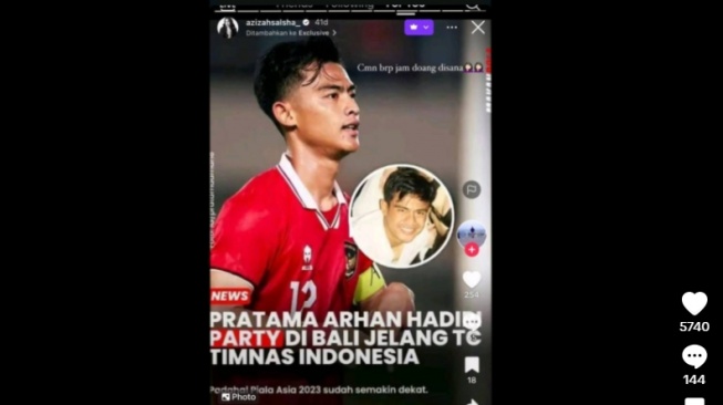 Pembelaan Azizah Salsha saat Pratama Arhan dikritik (TikTok)