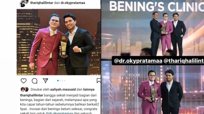 Potret dokter Oky dan Thariq Halilintar di acara penghargaan (instagram/lambe__danu)