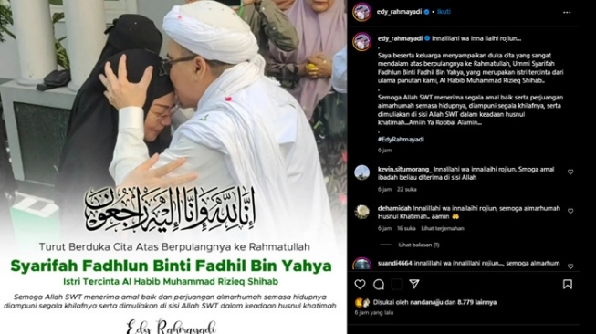 Mantan Gubernur Sumut Edy Rahmayadi menyampaikan belasungkawa atas meninggalnya istri Habib Rizieq Shihab. [Instagram @edy_rahmayadi]