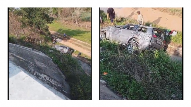 Mobil Pajero Terjun Bebas di Tol Terpeka, 3 Orang Luka-luka