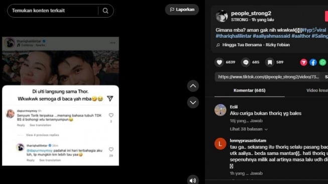 Postingan soal Thariq Halilintar [TikTok/@people_strong2]