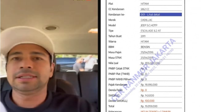 Pajak mobil yang ditunggangi Raffi Ahmad bisa buat beli motor (Youtube, Samsat DKI Jakarta)