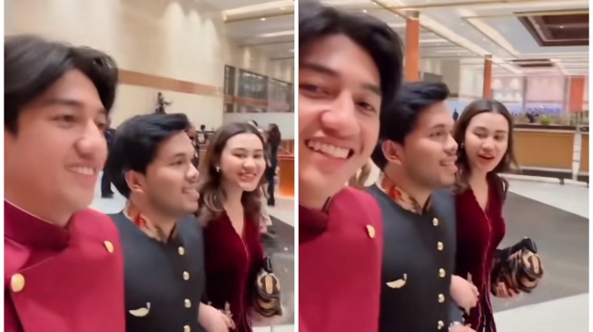 Aaliyah Massaid dan Thariq Halilintar nonton debat Cawapres (TikTok/@aaliyah_thorriqfans)