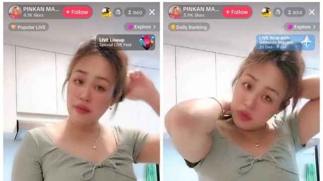 Pinkan Mambo menggelar sesi live di Hari Natal (TikTok/@pinkan.m)