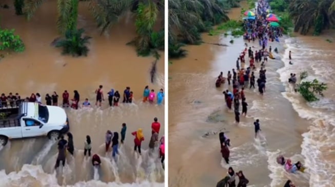 Heboh Banjir di Indragiri Hulu Jadi Wisata Air, Diserbu Pedagang Jajanan