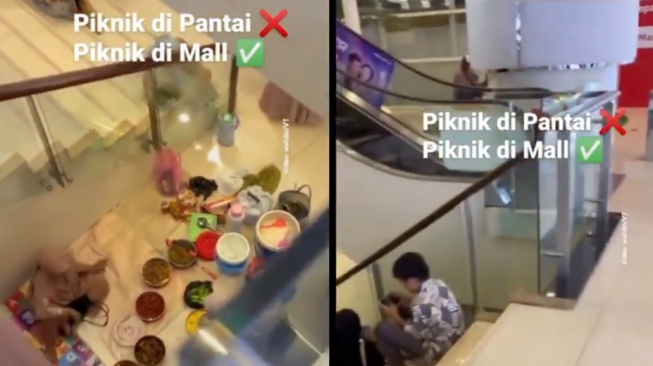 Emak-emak Piknik di Mall Bawa Makanan dari Rumah sampai Gelar Tikar, Tuai Pro Kontra