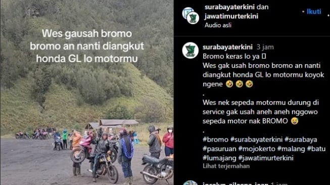 Skill Tingkat Dewa, Pemotor di Bromo Angkut Motor Matik. [Instagram]