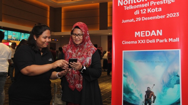 Pelanggan Telkomsel Prestige Nobar Film Aquaman di Medan