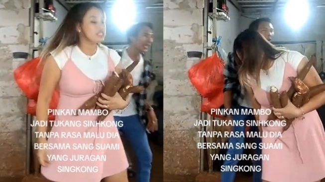 Potret Pinkan Mambo Jualan Singkong (tiktok/@aryyankhanone)