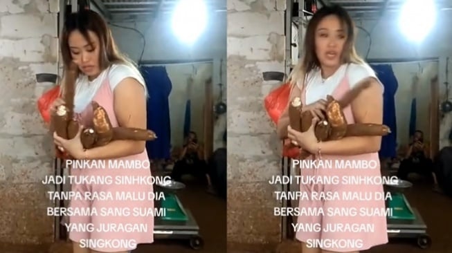 Potret Pinkan Mambo Jualan Singkong (tiktok/@aryankhanone)