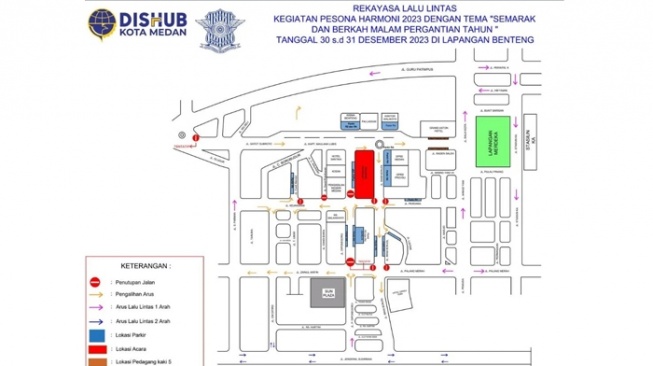 Ada Pesta Malam Pergantian Tahun di Medan, Berikut Rekayasa Lalu Lintas Sekitar Lapangan Benteng