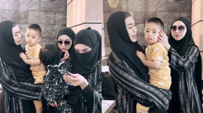 Potret Ria Ricis dan Teuku Ryan berangkat umrah (Instagram/okisetianadewi)