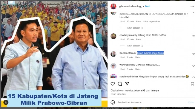 15 Kabupaten di Jateng Diklaim Milik Prabowo-Gibran, Warganet: Maju Terus