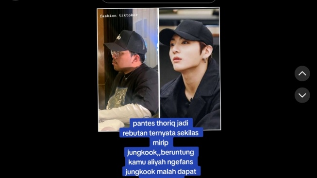 Thariq Halilintar Disebut Mirip Jungkook BTS. (TikTok)