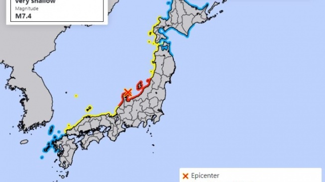 Gempa Jepang berpotensi menimbulkan tsunami [Peringatan tsunami dini di Jepang via Aajiz Gayoor/X]