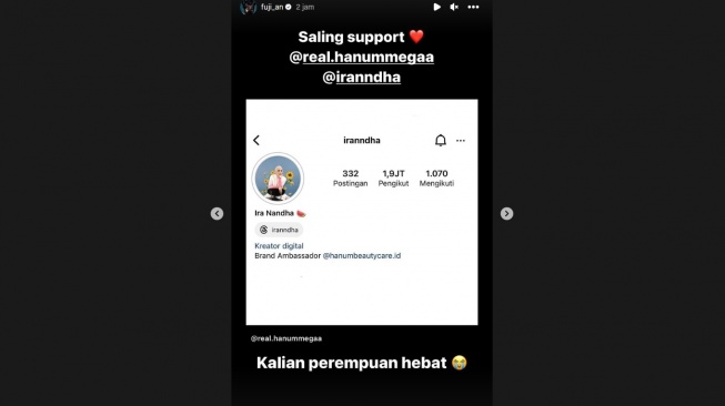 Fuji beri dukungan untuk Ira Nandha (instagram)