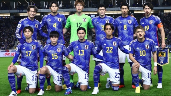 Susunan pemain timnas Jepang saat menghadapi Suriah pada 21 November 2023. Artikel ini memaparkan Profil Tim Piala Asia 2023: Jepang, Misi Samurai Biru Kembalikan Reputasi (X atau Twitter/@jfa_samuraiblue)