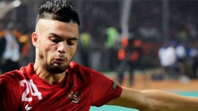 Diego Michiels saat membela Timnas Indonesia. (Antara)