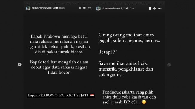 Nikita Mirzani beri dukungan ke Prabowo dan sebut Anies licik serta munafik (instagram)