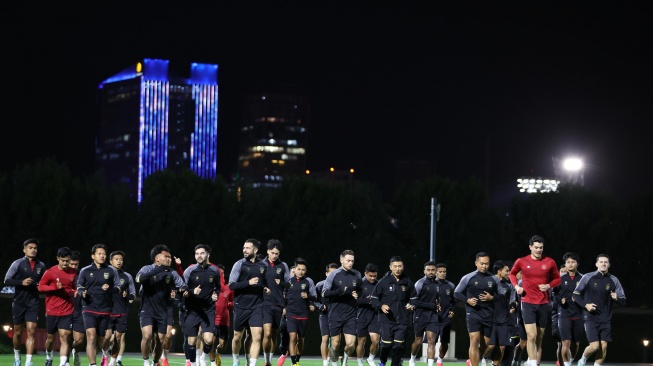 Pemain Timnas Indonesia saat menggelar latihan di Qatar untuk persiapan Piala Asia. [Dok PSSI]