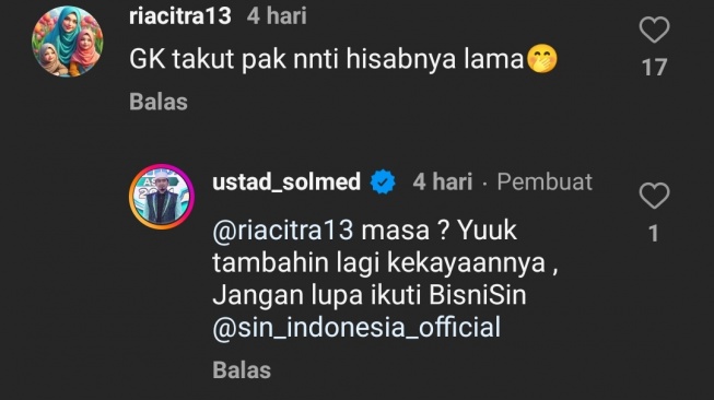 Postingan soal Ustaz Solmed [Instagram]