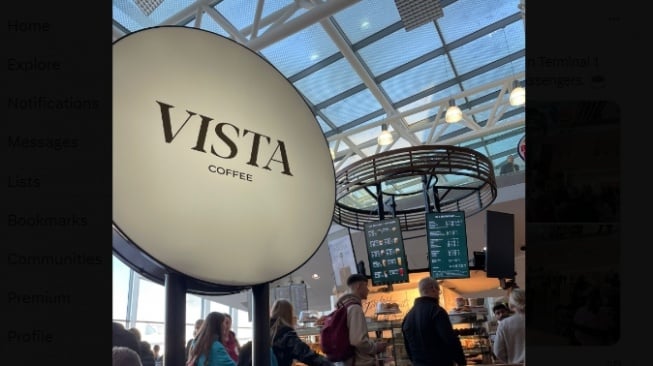 Vista Coffee yang diduga adalah rebranding Starbucks. (Twitter/@DublinAirport)