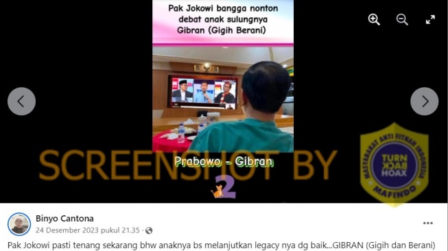 HOAKS, Foto Jokowi Sedang Tonton Gibran di Debat Cawapres