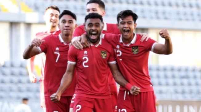 Para pemain Timnas Indonesia merayakan gol usai membobol gawang Timnas Libya dalam laga uji coba (Instagram/timnas.indonesia)