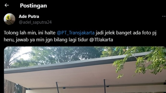 Penampakan foto Pj Gubernur DKI Heru Budi Hartono di Halte Jakarta diprotes netizen. (tangkapan layar/Twitter)