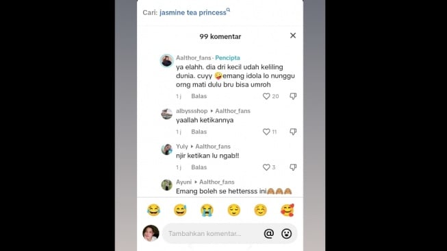 Fans Thariq Halilintar dan Aaliyah Massaid hujat Fuji (TikTok @ditajulayha952)