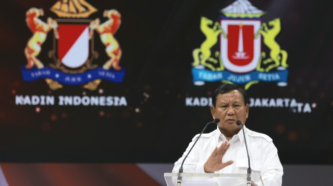 Capres nomor urut 2, Prabowo Subianto saat berdialog bersama Kamar Dagang Indonesia (Kadin), Jumat, (12/1/2024). (Dok: Istimewa)