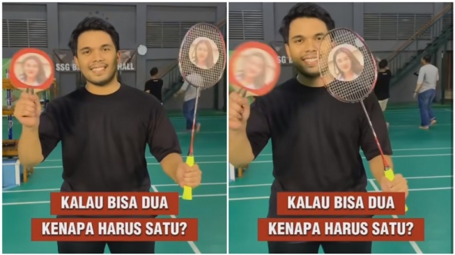 Bucin Banget! Thariq Halilintar Tempel Wajah Aaliyah Massaid di Raket Tenis dan Badminton