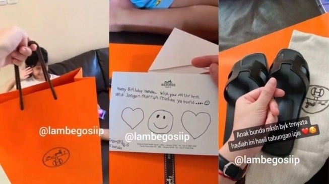 Kado ulang tahun mewah Bilqis Khumairah Razak untuk Ayu Ting Ting. (Instagram/@lambegosiip)