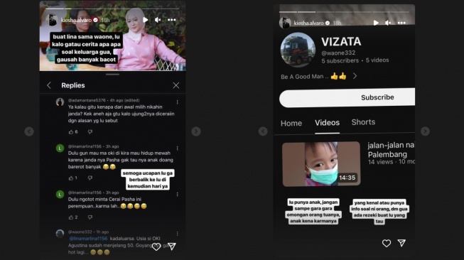 Kiesha Alvaro pasang badan untuk Okie Agustina yang dihujat kena karma usai cerai. (Instagram)