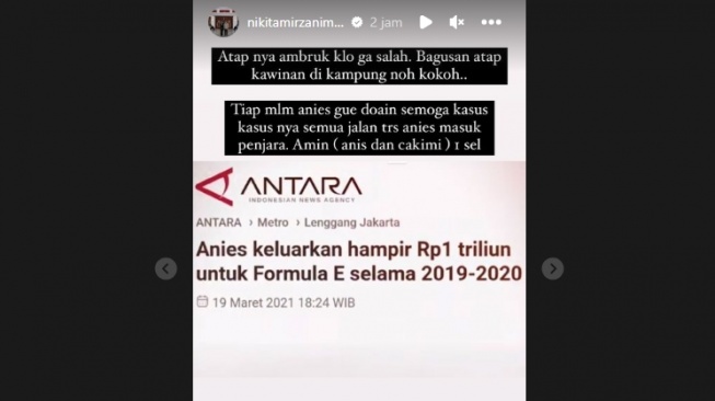 Nikita Mirzani Terang-terangan Ingin Anies Baswedan Dipenjara