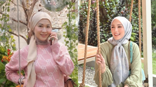 Kolase Okie Agustina dan Adelia Wilhelmina, mantan dan istri muda Pasha Ungu (Instagram)