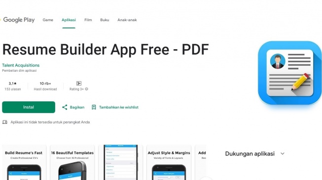 Resume Builder App Free. [Google Play Store]