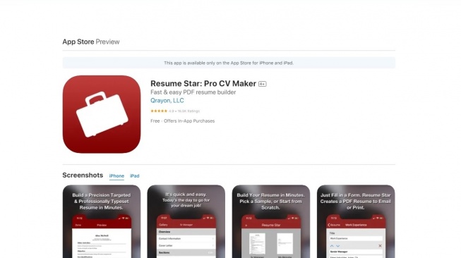 Resume Star. [App Store]