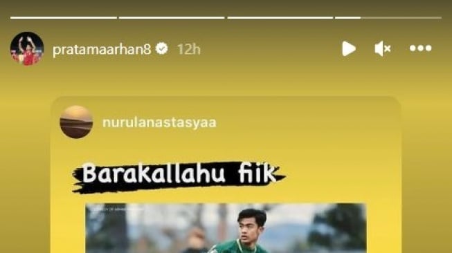 Pratama Arhan mendapat kiriman doa dari mertua. (Instagram/@pratamaarhan8)