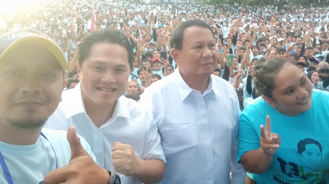 Menteri BUMN Erick Thohir menghadiri kampanye capres Prabowo Subianto di Lapangan Banteng, Jakarta, Jumat (19/1/2024). [Dok. Istimewa]